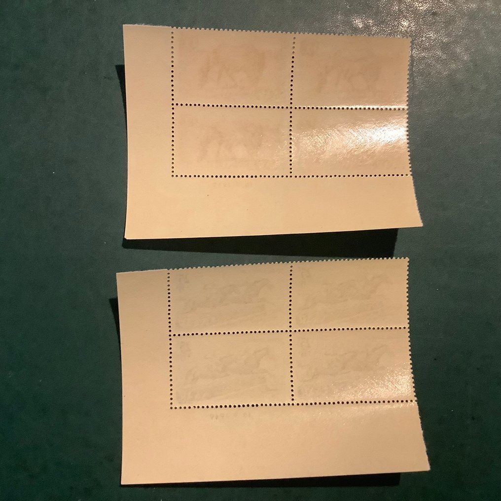 Saarland 1949 - Horse Day in a block of four with print date. - Michel 265/266, 265 Br en 266 Br #2.1