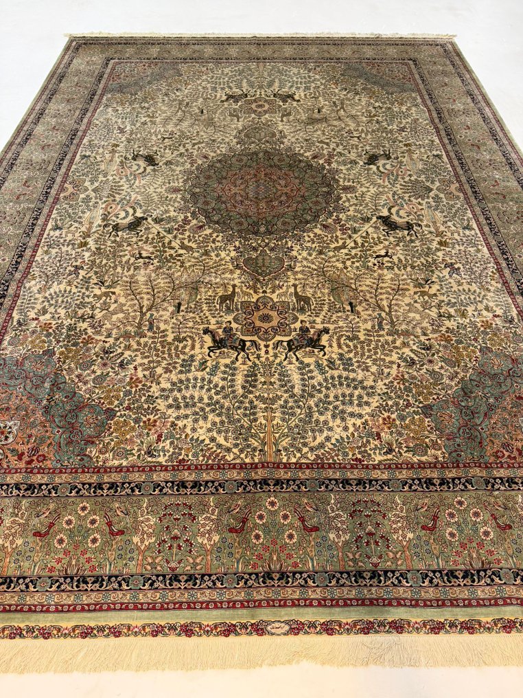 Χειροποίητο χαλί από το Χιγκέ – 100% μετάξι – Πολύ λεπτό – Υπογεγραμμένο - Χαλί - 352 cm - 260 cm - αντικείμενο συλλέκτη #1.0