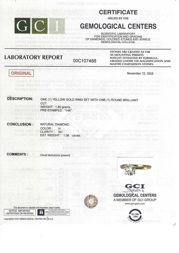 χωρίς τιμή ασφαλείας - Δαχτυλίδι αρραβώνων - 14 καράτια Κίτρινο χρυσό - 1.06ct. tw. Διαμάντι (Φυσικό) #3.2