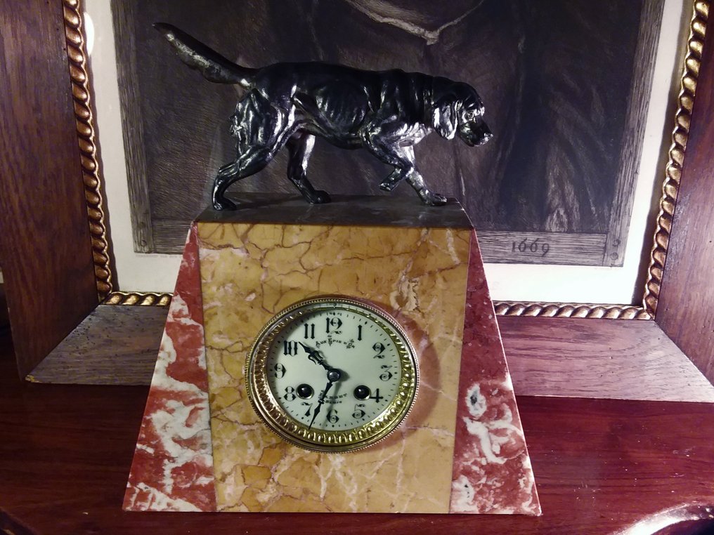 壁炉架时钟 -   大理石, 金属, 黄铜 - 1900-1910 #1.0