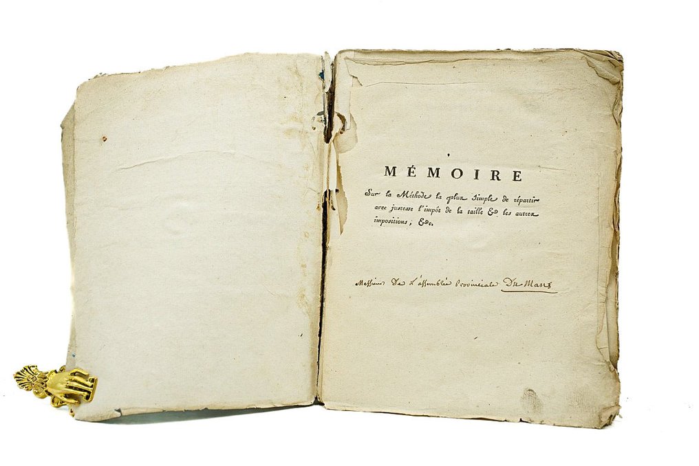 SN - Mémoire sur la méthode la plus simple de répartir avec justesse l'impôt de la taille & les autres - 1788 #1.0