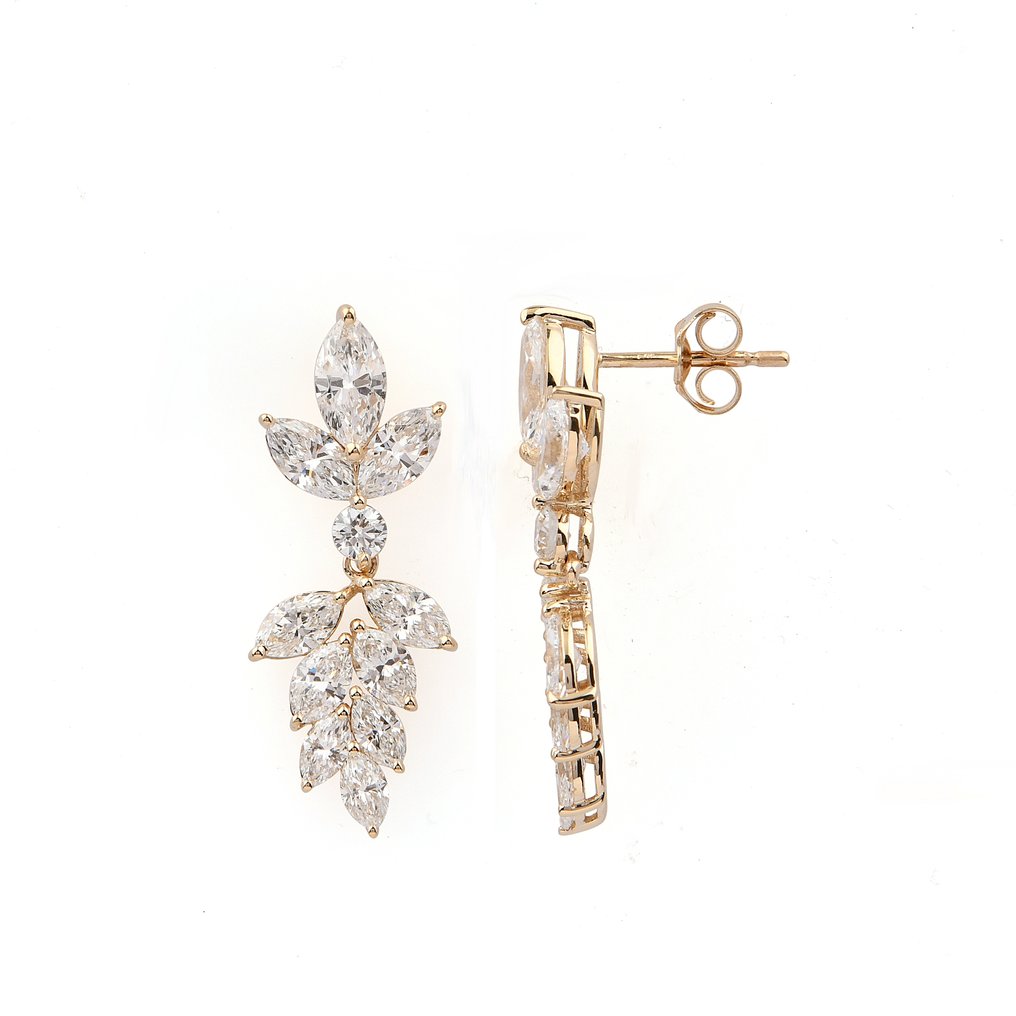 耳環 - 14 克拉 黃金 -  4.04ct. tw. 鉆石 (實驗室培育) - 鉆石 #1.0