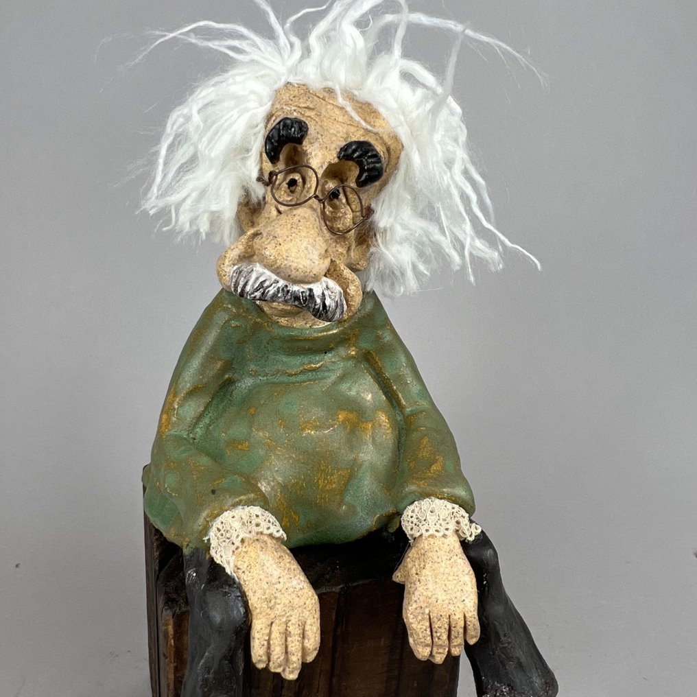 Anna Em - 雕刻, Large  Albert Einstein - 28 cm - 陶瓷 - 2025 #1.0