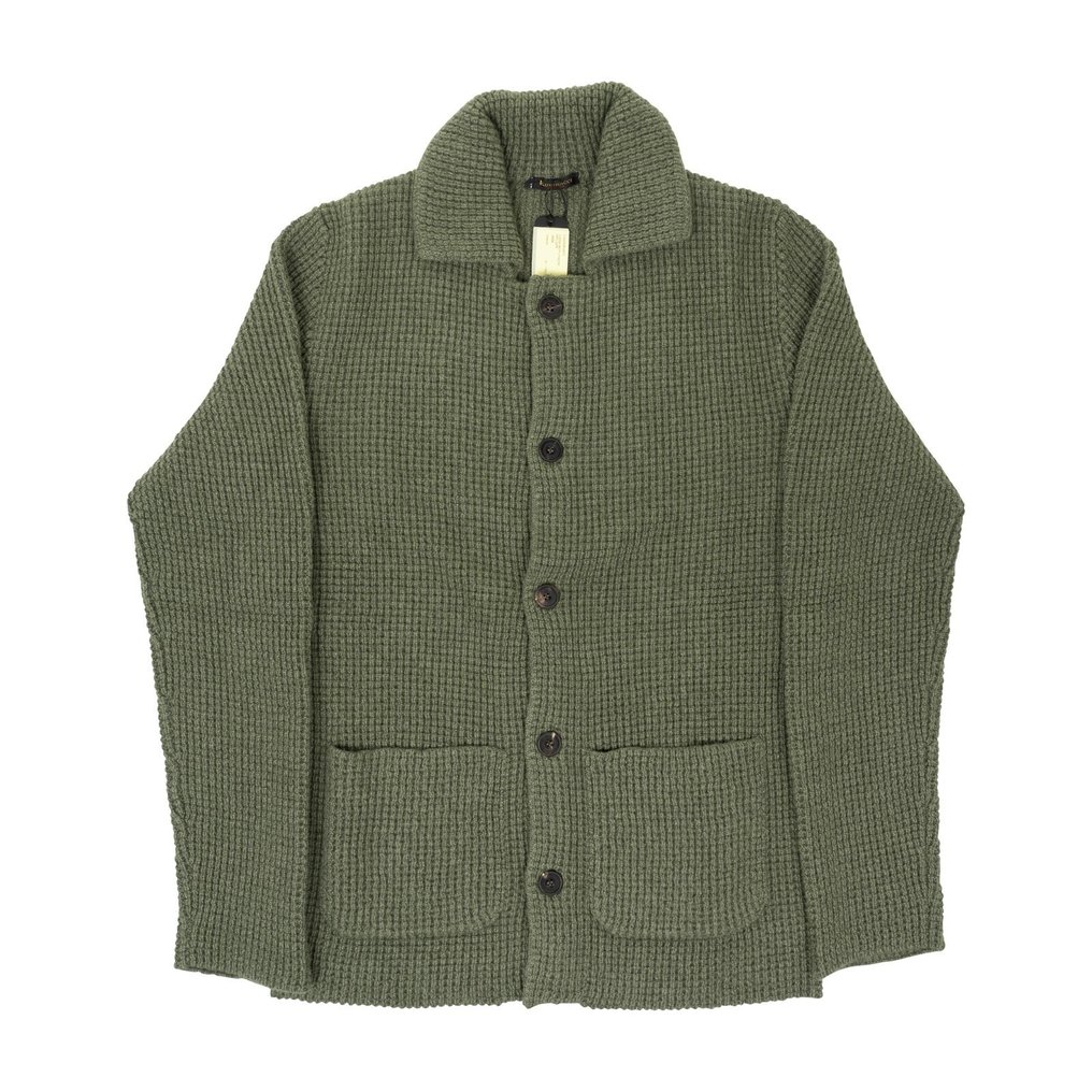 RRP 1750€ RUBINACCI NAPOLI Cardigan Jacket 100% Ribbed Cashmere Green - 46 IT - Cardigan - New with tags #1.0