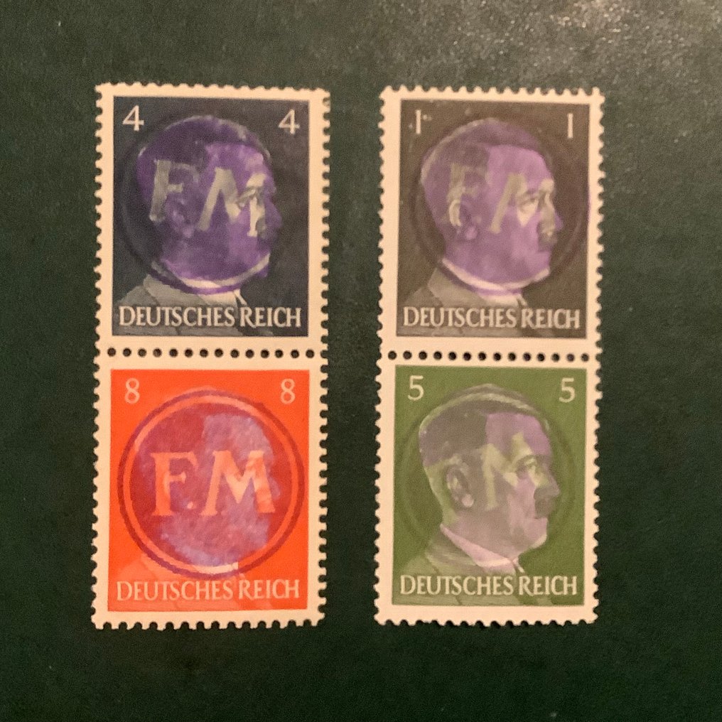 德国 - 本地邮政区 1945 - 弗雷德斯多夫：希特勒2型垂直组合，来自小册子——经过严格检验的Sturm。 - Michel #3.2