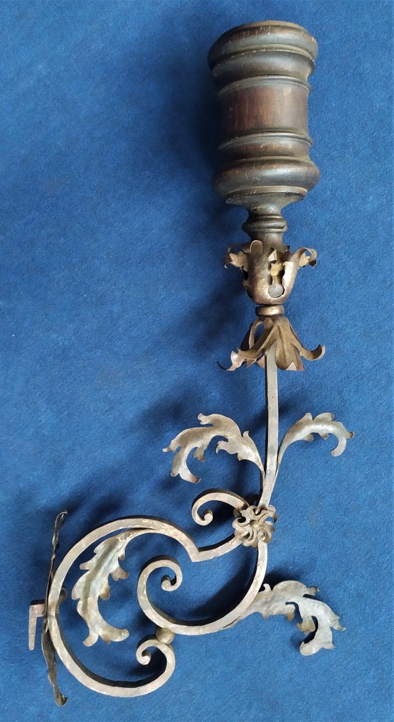 Φωτιστικό τοίχου σε στυλ κεριού - Σίδερο, Ξύλο - Μεγάλη επιτοίχια λαβή #1.0