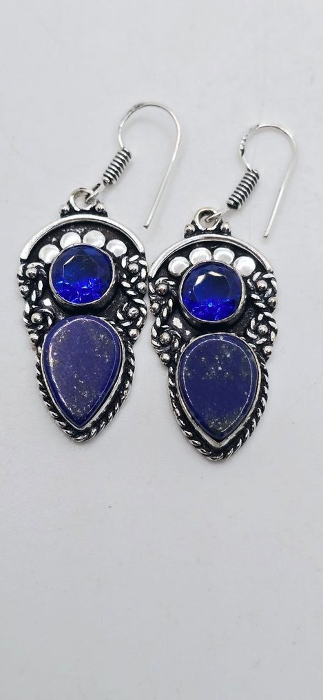 Όμορφα σκουλαρίκια από ασήμι 925 με λάπις λάζουλι πρώτης ποιότητας - Σκουλαρίκια - Σκουλαρίκια από λαπιλάζουλι #1.0