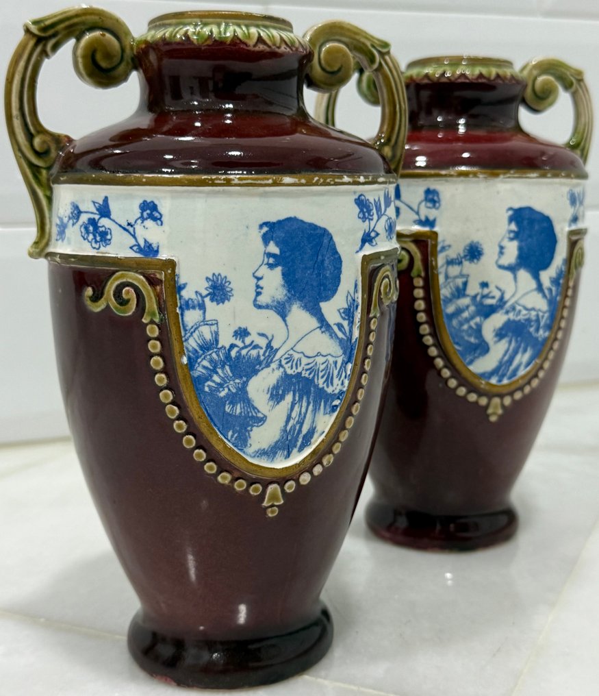 Limoges - Βάζο με διπλά χερούλια (2) - Πορσελάνη - Art Nouveau #4.3