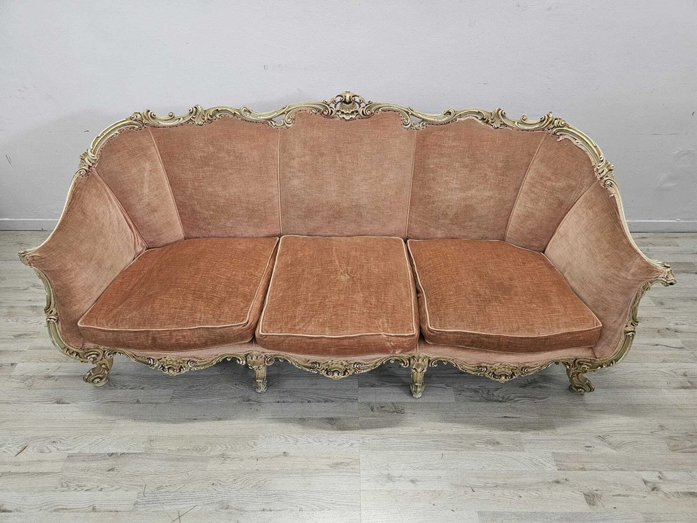 Entré sofa - Træ, Fløjl - Bergère i Luigi XV-stil. #1.0