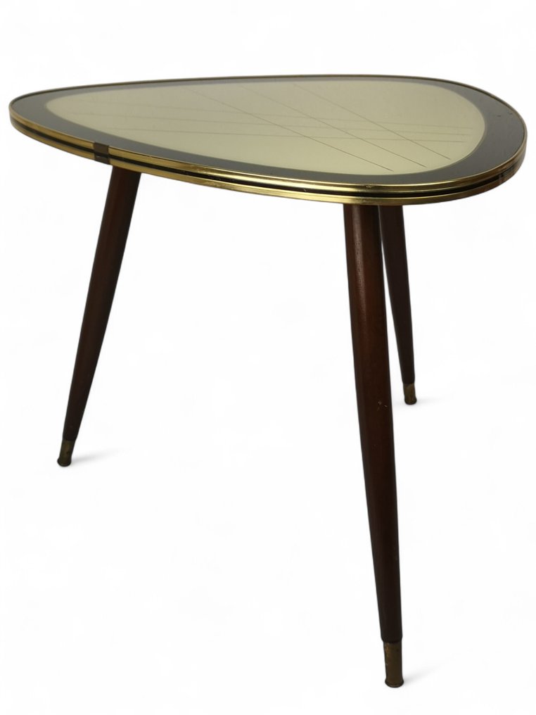 Side table - 木, 黃銅, 玻璃 - 50年代边桌 #2.1