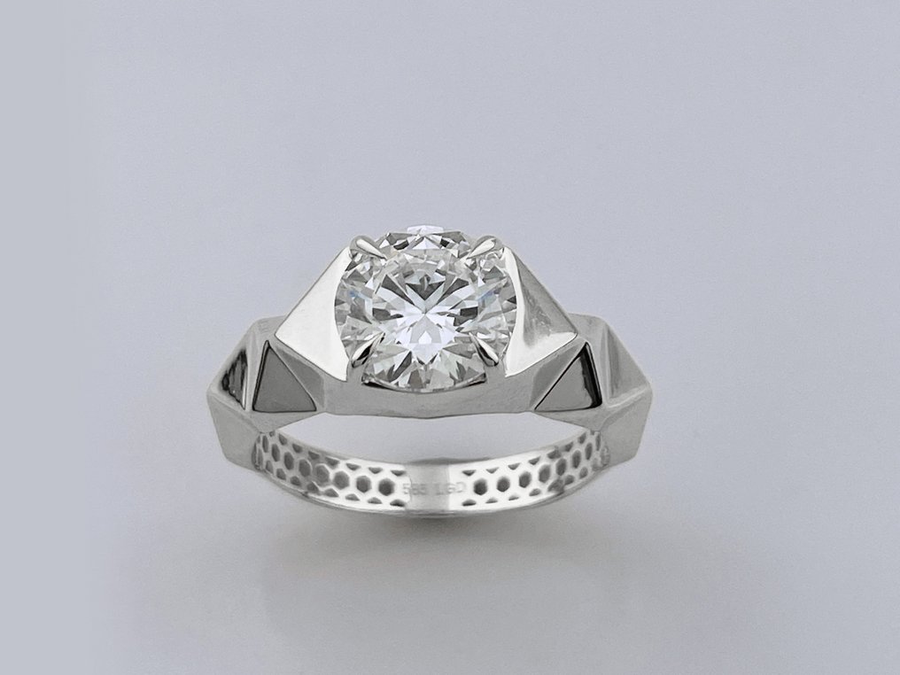 Δαχτυλίδι - 14 καράτια Λευκός χρυσός -  2.02ct. tw. Διαμάντι (Εργαστηριακής καλλιέργειας) #1.0