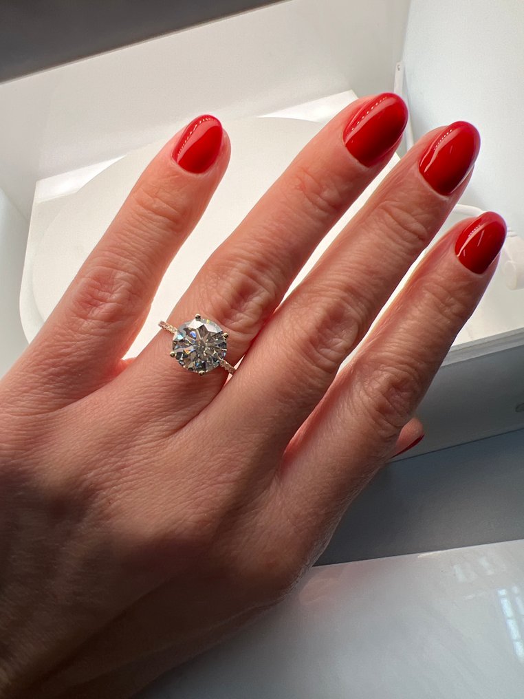 Zonder minimumprijs - Ring - 14 karaat Geel goud -  4.30ct. tw. Diamant (Lab-grown) - Diamant #2.1