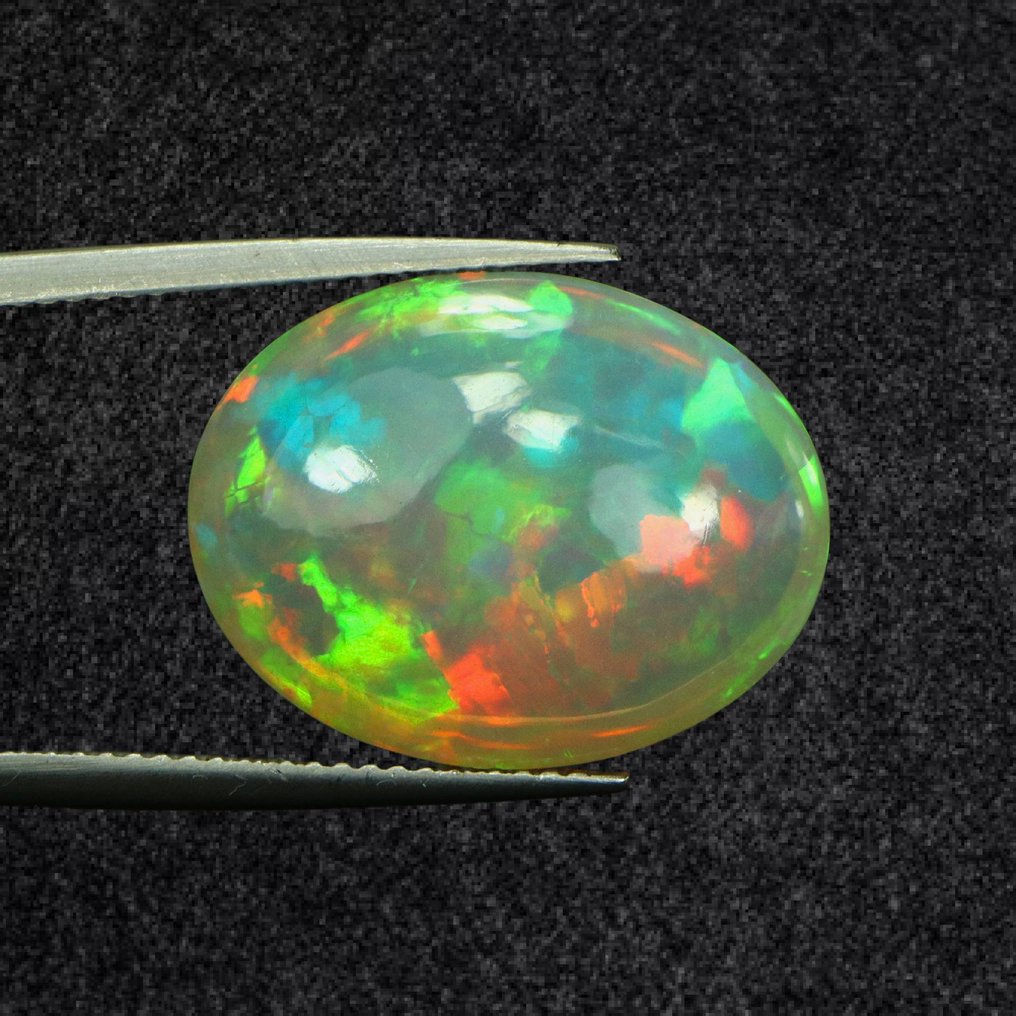 1 pcs 白色 蛋白石 - 11.92 ct - 國際有色寶石協會 (ICA GemLab) - 天体棱镜魔法 #1.0