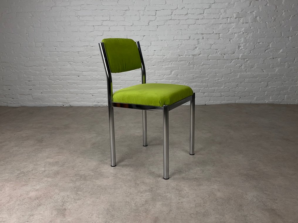 Nicola Beger - Nicola Beger - Stuhl (4) - Chrom, Samt, Polyester - Chrome-Stühle mit Samt #4.3