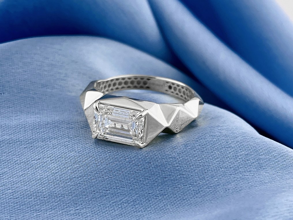 Ingen reservasjonspris - Ring - 14 karat Hvitt gull -  2.08ct. tw. Diamant (Lab-dyrket) #4.3