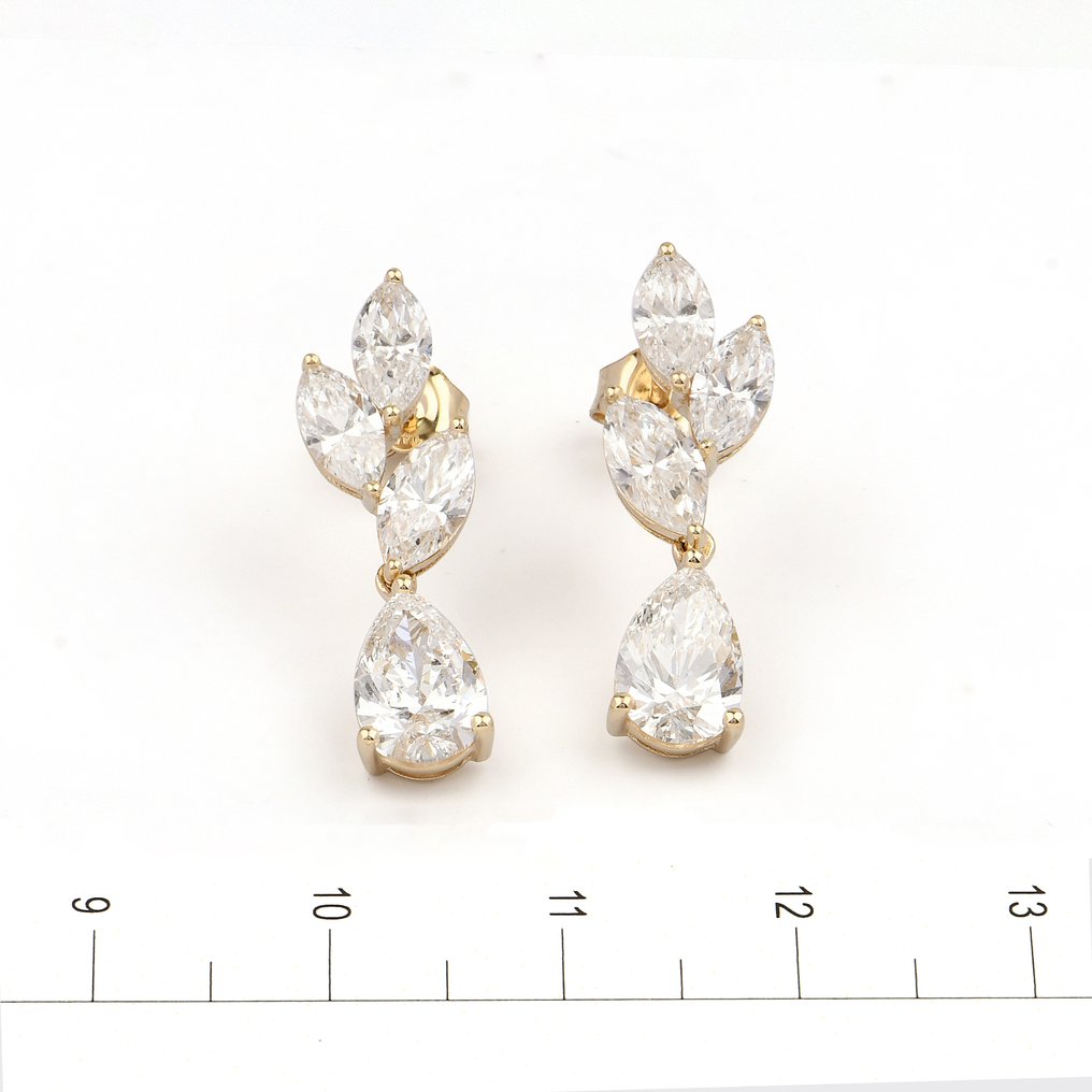 Øredobber - 14 karat Gull - 4.12ct. tw. Diamant (Lab-dyrket) #1.0