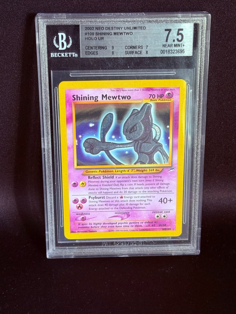 Pokémon Graded card - Shining Mewtwo #109 Foil - Beckett 7.5 - WOTC #1.0