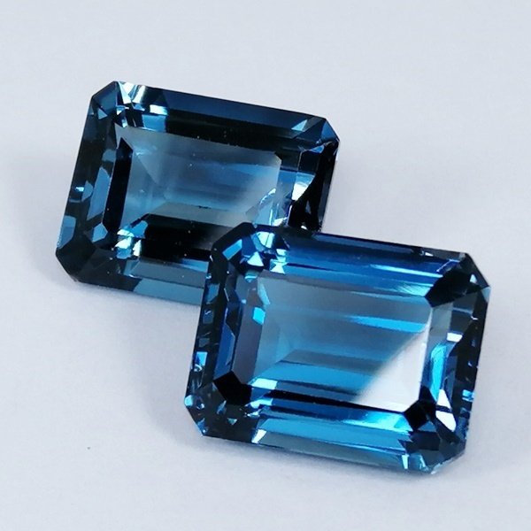 2 pcs Blå Topas - 17.53 ct - Instituto Gemólogico Español (IGE) #1.0