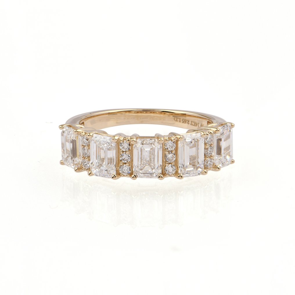 Sormus - 14 kt. Keltakulta -  2.65ct. tw. Timantti (Laboratoriossa kasvatettu) - Timantti #1.0