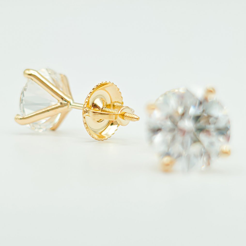 Senza prezzo di riserva - Orecchini - 14 carati Oro giallo -  3.07ct. tw. Diamante (Coltivato in laboratorio) - D VS1 IGI Orecchini a vite #3.2