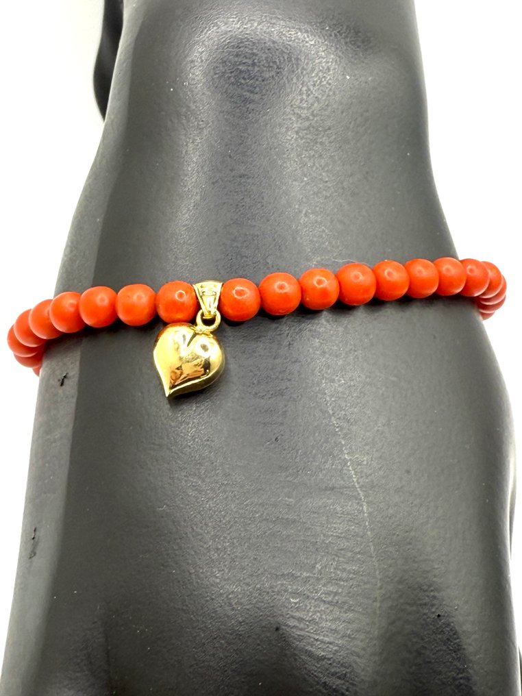 没有保留价 - 手镯 - 18K包金 黄金 珊瑚 #4.3