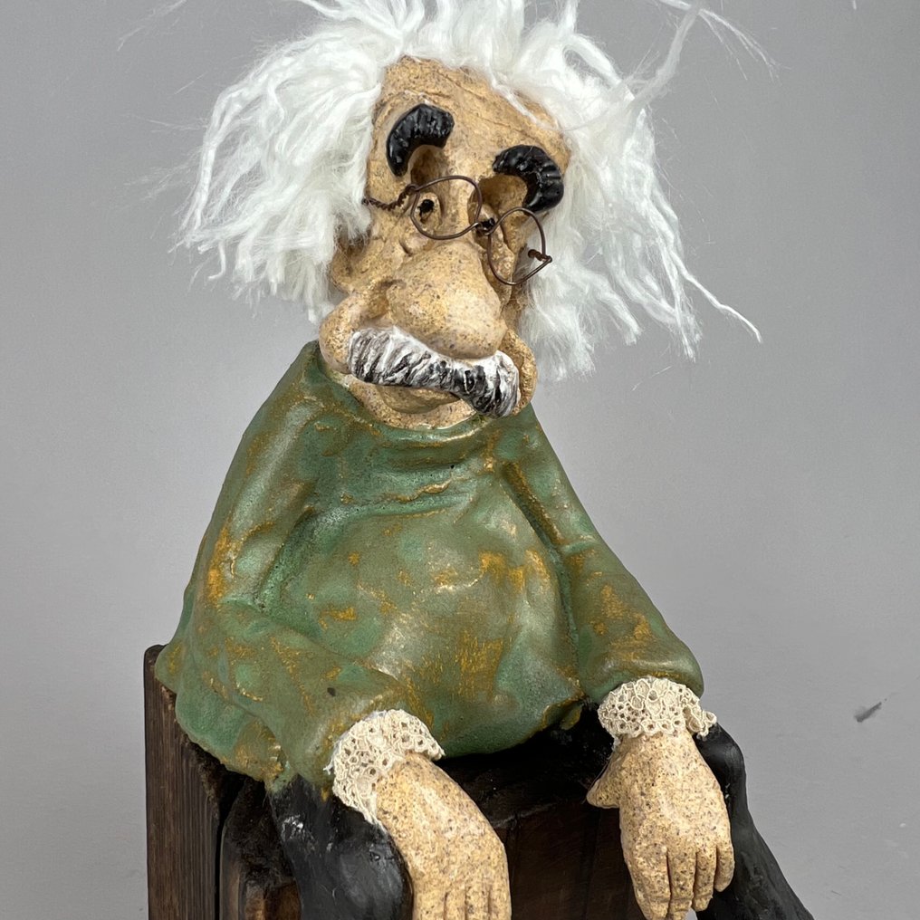 Anna Em - 雕刻, Large  Albert Einstein - 28 cm - 陶瓷 - 2025 #2.1