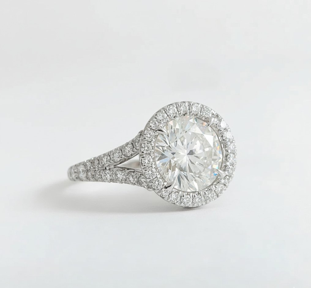 戒指 - 14 克拉 白金 - 3.50ct. tw. 鉆石 (實驗室培育) - 鉆石 #3.2