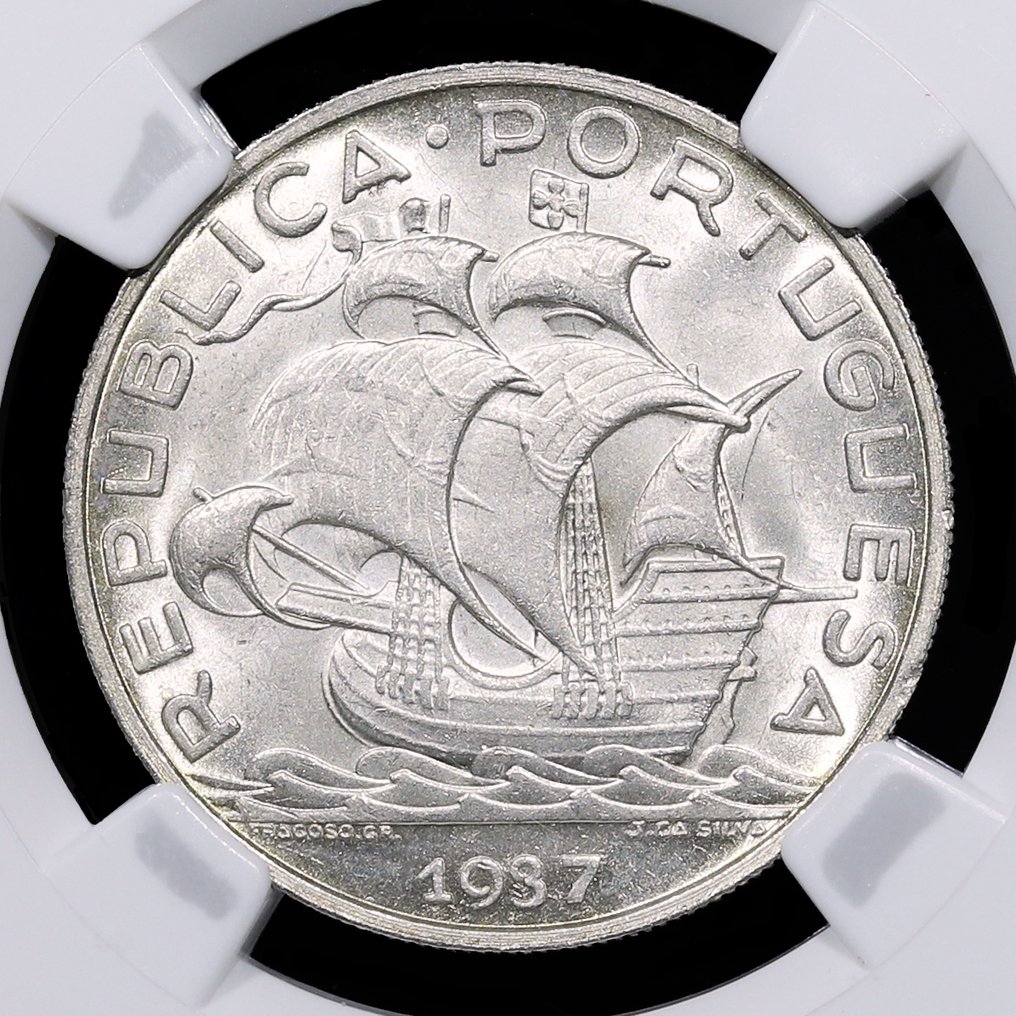 Portugal. Republic. 10 escudos 1937 - NGC - MS 64 - Rara #1.0