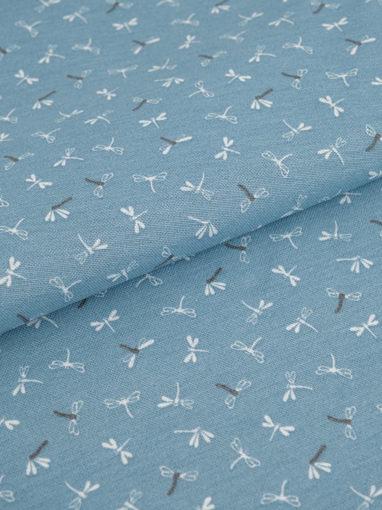 Premium Panama - Libellule på blå bakgrunn - Polstringsstoff - 7 m - 1.4 m #1.0