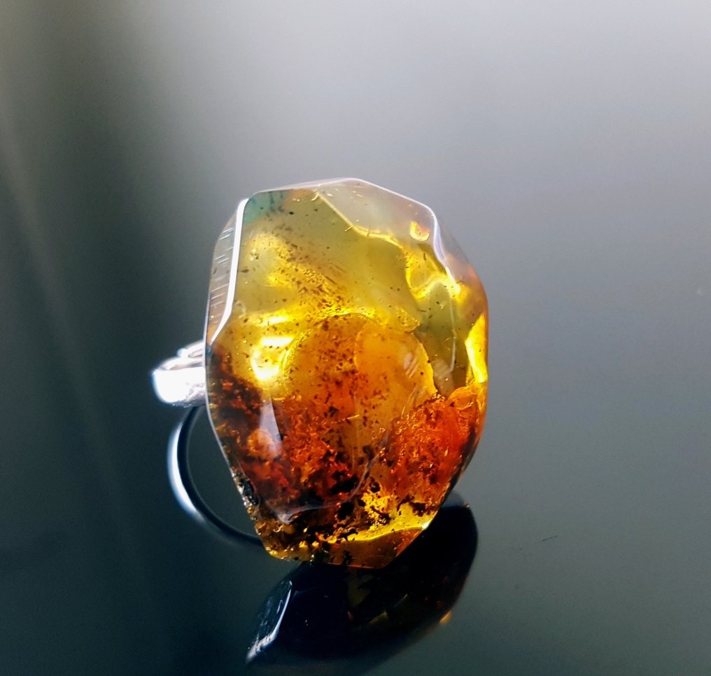 独特天然波罗的海琥珀戒指 - 银 - 琥珀  (没有保留价) #2.1
