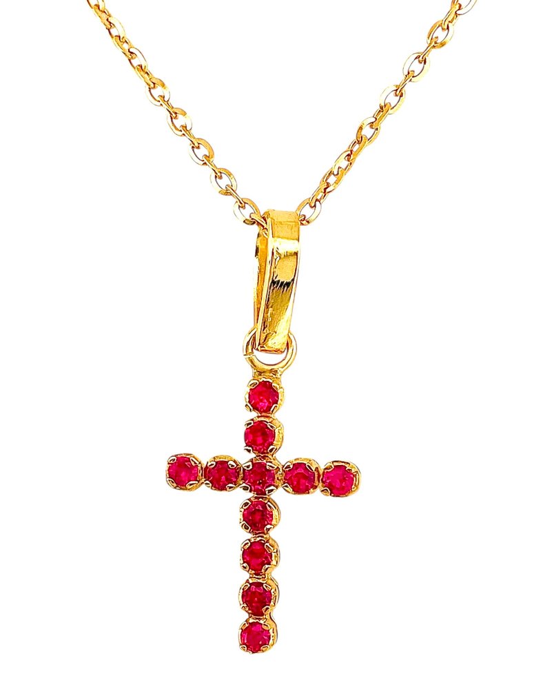 Sans Prix de Réserve - Pendentif - 9 carats Or jaune, Argent Rubis #3.2