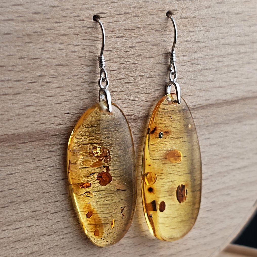 Κεχριμπάρι - Genuine BALTIC AMBER Earrings – Smooth Clear Ovals with Ancient Secrets (χωρίς τιμή ασφαλείας) #1.0