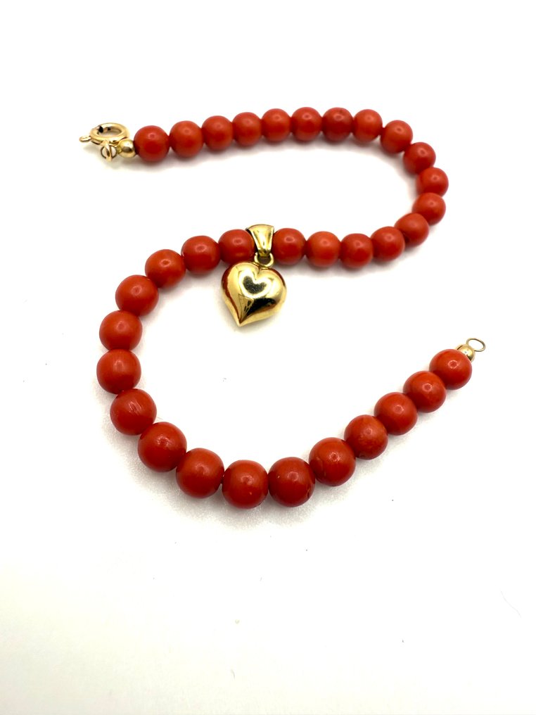 没有保留价 - 手镯 - 18K包金 黄金 珊瑚 #1.0