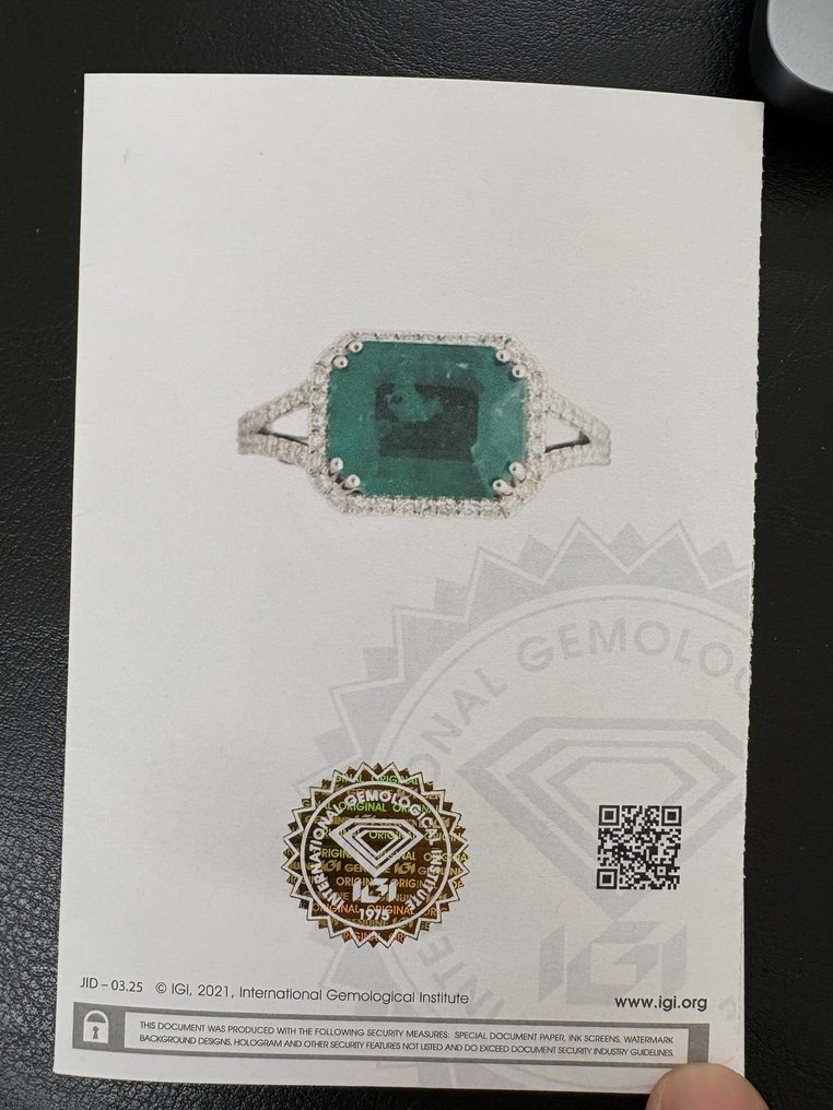 Δαχτυλίδι αρραβώνων - 14 καράτια Λευκός χρυσός - 3.62ct. tw. Σμαράγδι - Διαμάντι #2.1