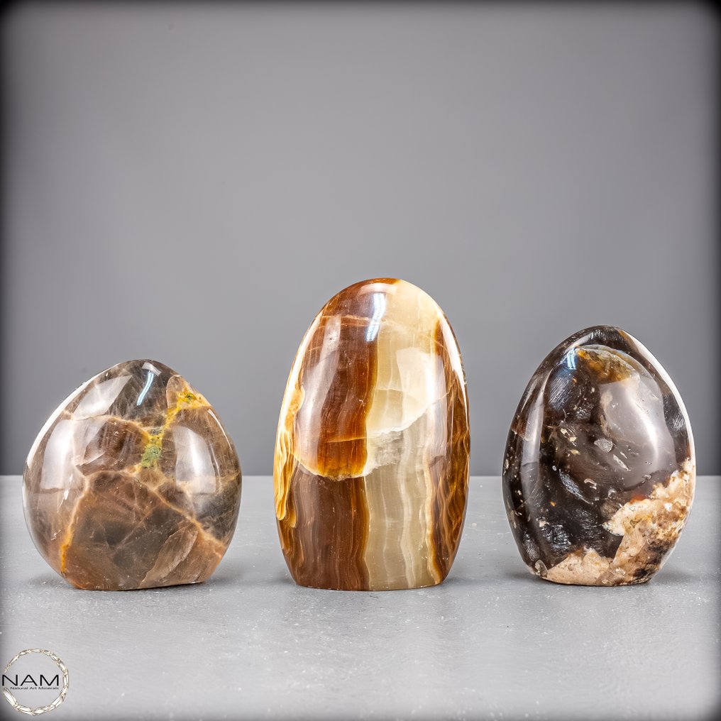 方解石、黑欧泊和月长石——独家自由造型套装 自由形状- 889.22 g - (3) #4.3