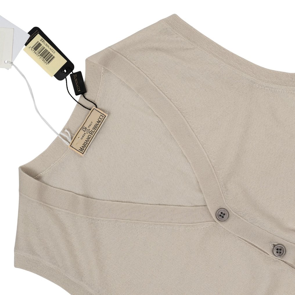 RRP 520€ RUBINACCI NAPOLI Beige Cardigan Vest Gilet 100% Extra Soft Cashmere - Size S - Neuletakki - Uudet lapulliset #2.1