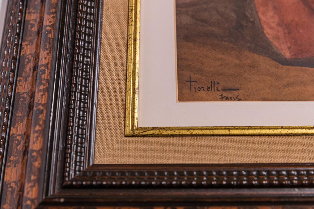 Fiorelli Paris, Gouache, 'Cardinal Sitting by the Fireplace' - Paper - 1850-1900 #3.2