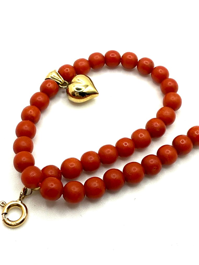 没有保留价 - 手镯 - 18K包金 黄金 珊瑚 #1.0