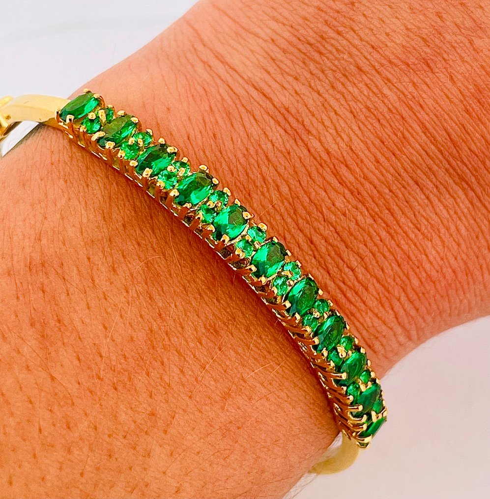 没有保留价 - 手镯 - 9 kt. 黄金, 银 祖母绿 #2.1