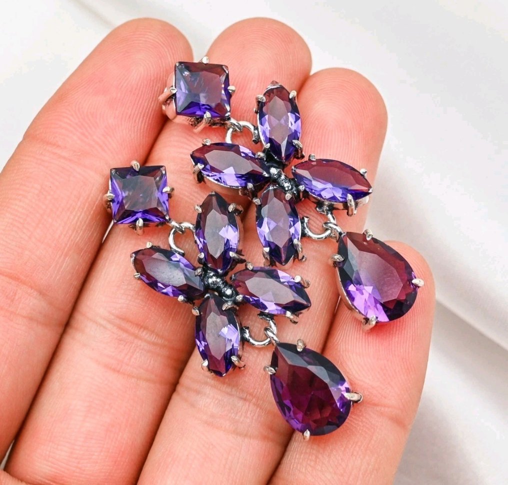 Ingen mindstepris - Dråbe øreringe Sølv, Amethyst #2.1