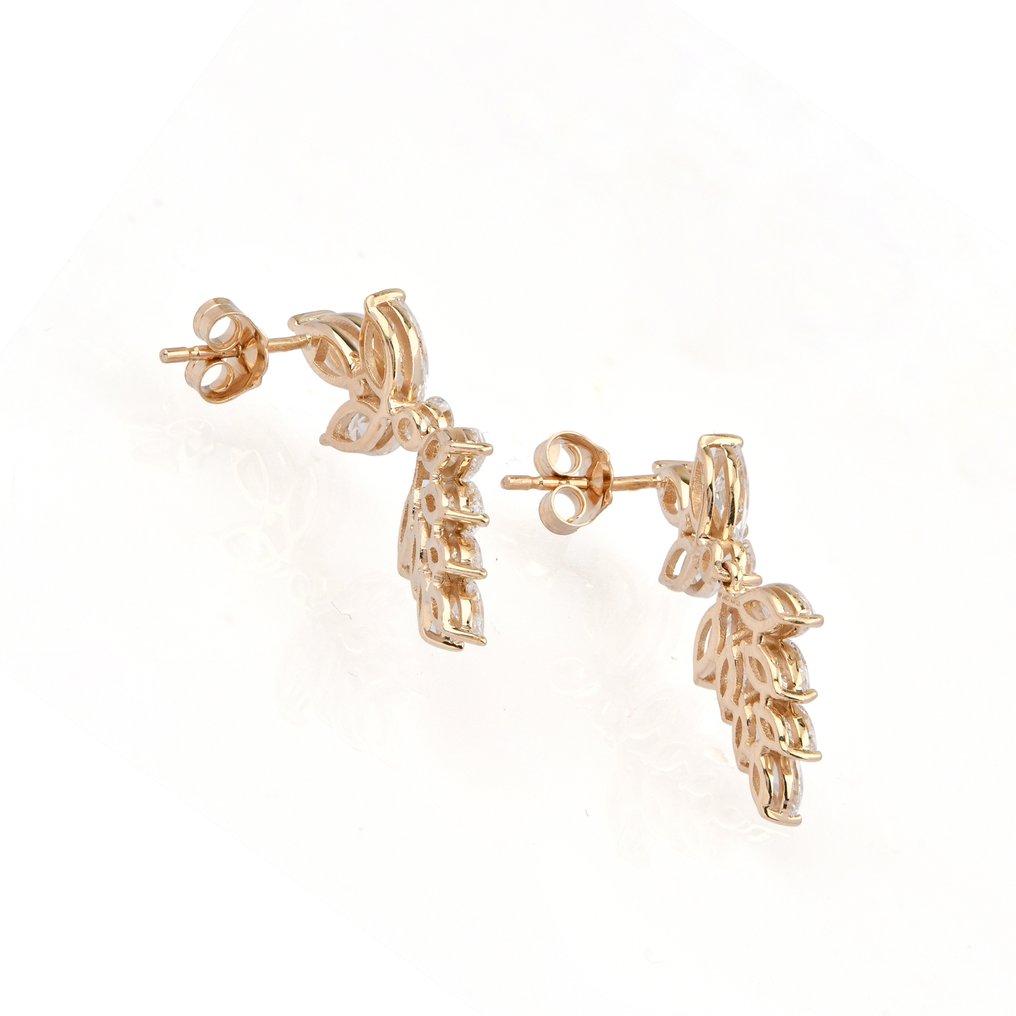 耳環 - 14 克拉 黃金 -  4.04ct. tw. 鉆石 (實驗室培育) - 鉆石 #4.3