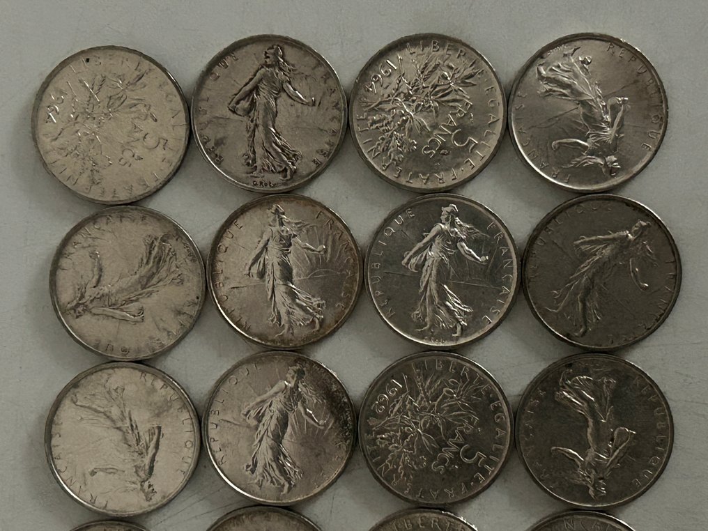 Frankrijk. 5 Francs 1960/1964 Semeuse (lot de 20 monnaies en argent)  (Zonder minimumprijs) #1.0