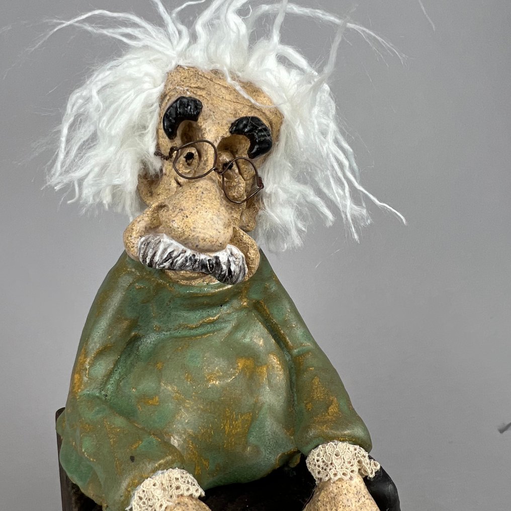 Anna Em - 雕刻, Large  Albert Einstein - 28 cm - 陶瓷 - 2025 #3.2