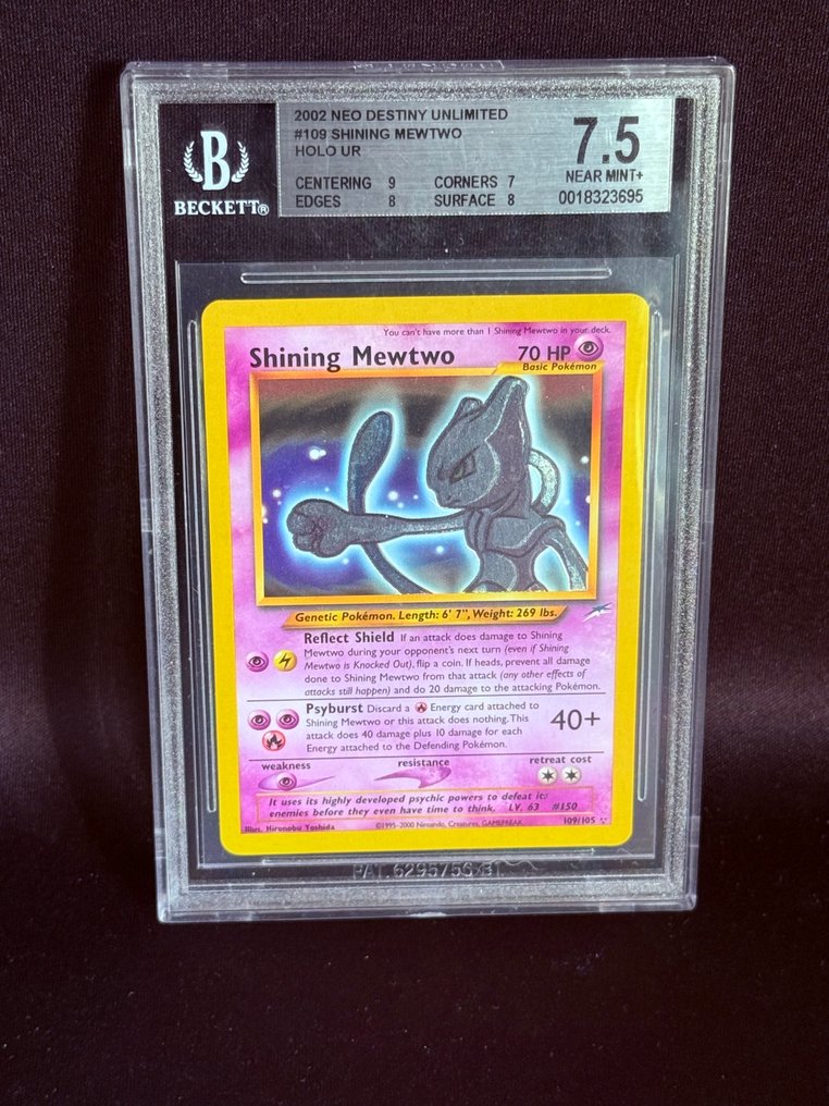 Pokémon Graded card - Shining Mewtwo #109 Foil - Beckett 7.5 - WOTC #1.0