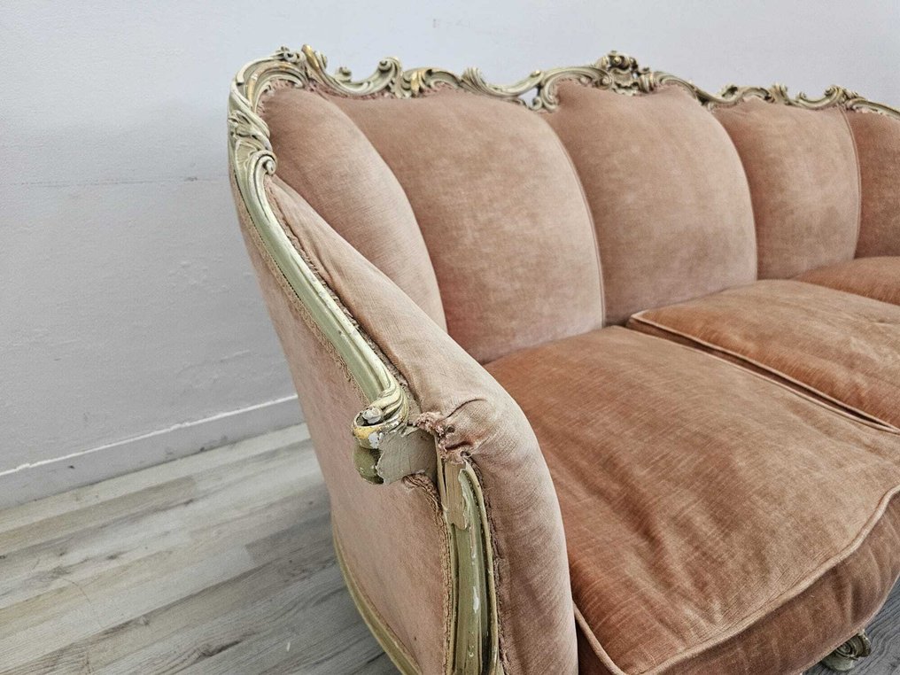 Entré sofa - Træ, Fløjl - Bergère i Luigi XV-stil. #4.3