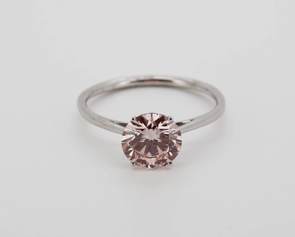 Zonder minimumprijs - Ring - 14 karaat Witgoud - 1.03ct. tw. Roze Diamant (Fancy gekleurde, lab-grown diamant) - Fancy Intense Pink- VS1 #1.0