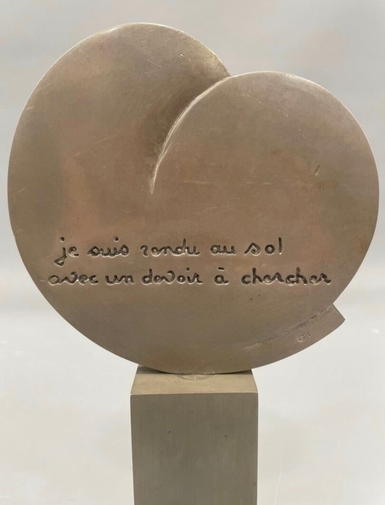 Arthur Rimbaud (1854-1891) - Γλυπτό, je suis rendu au sol avec un devoir à chercher - 23 cm - Κασσίτερος #3.2