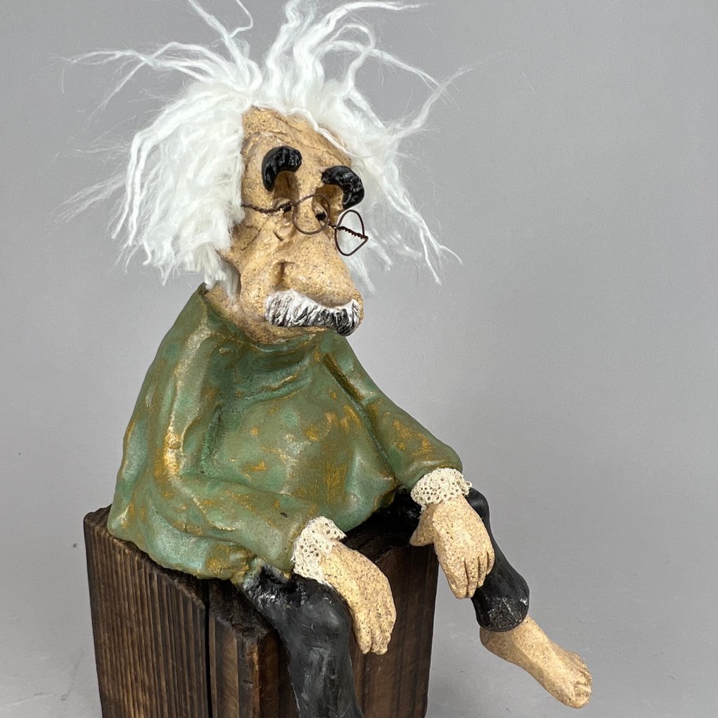 Anna Em - 雕刻, Large  Albert Einstein - 28 cm - 陶瓷 - 2025 #4.3