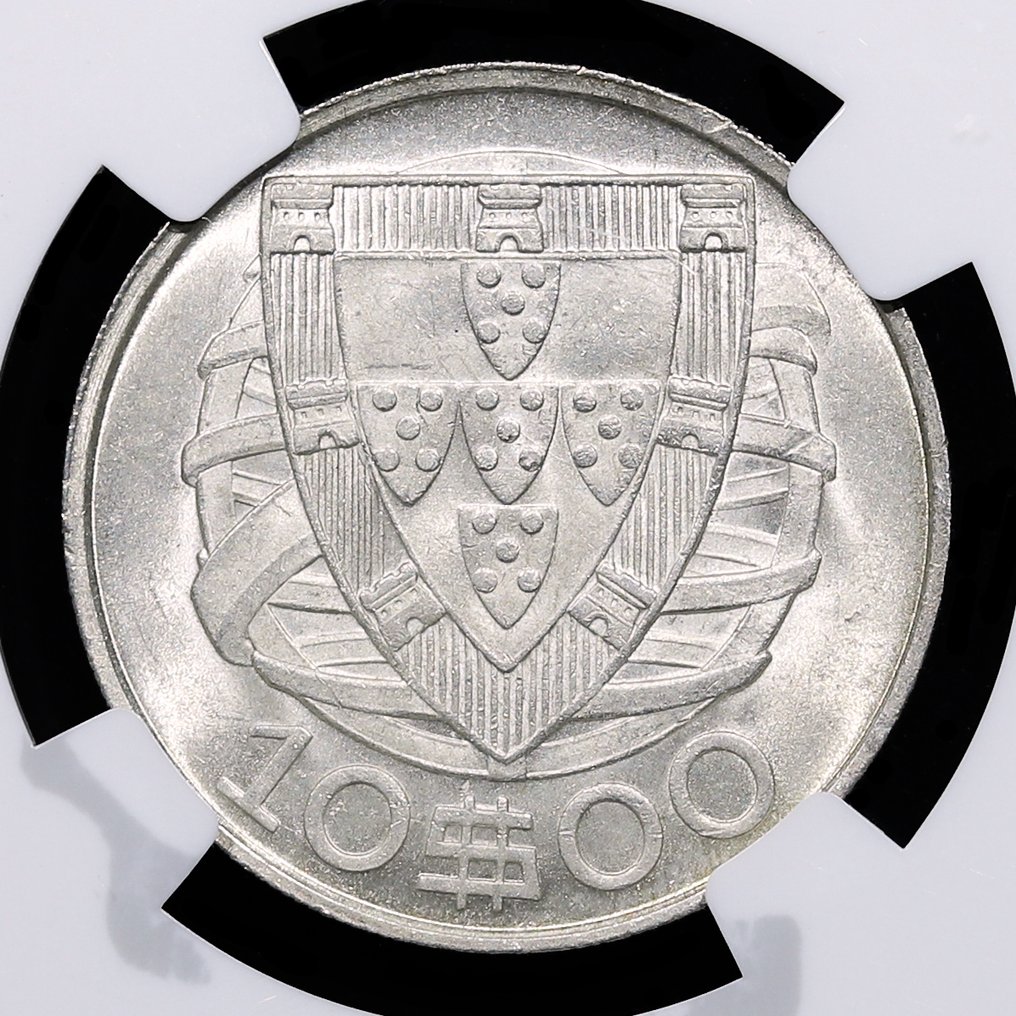 Portugal. Republic. 10 escudos 1937 - NGC - MS 64 - Rara #1.0