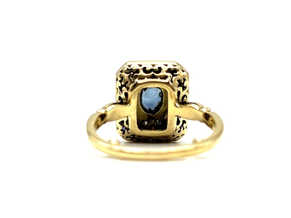 戒指 - 18K包金 黄金 -  0.50ct. tw. 蓝宝石 - 钻石 #2.1